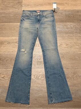 Mother Slacker Fray Distressed Denim Jean Love Drunk Cowboy 30x33 Tag Size 26